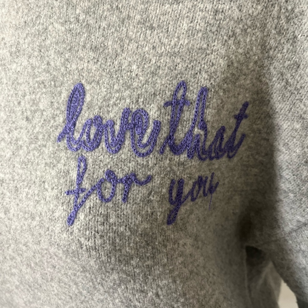 a new day Gray Sweater with Purple Script - Picture 2 of 6